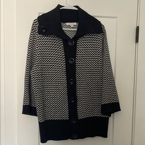 JM Collection Monochrome Zigzag Cardigan
